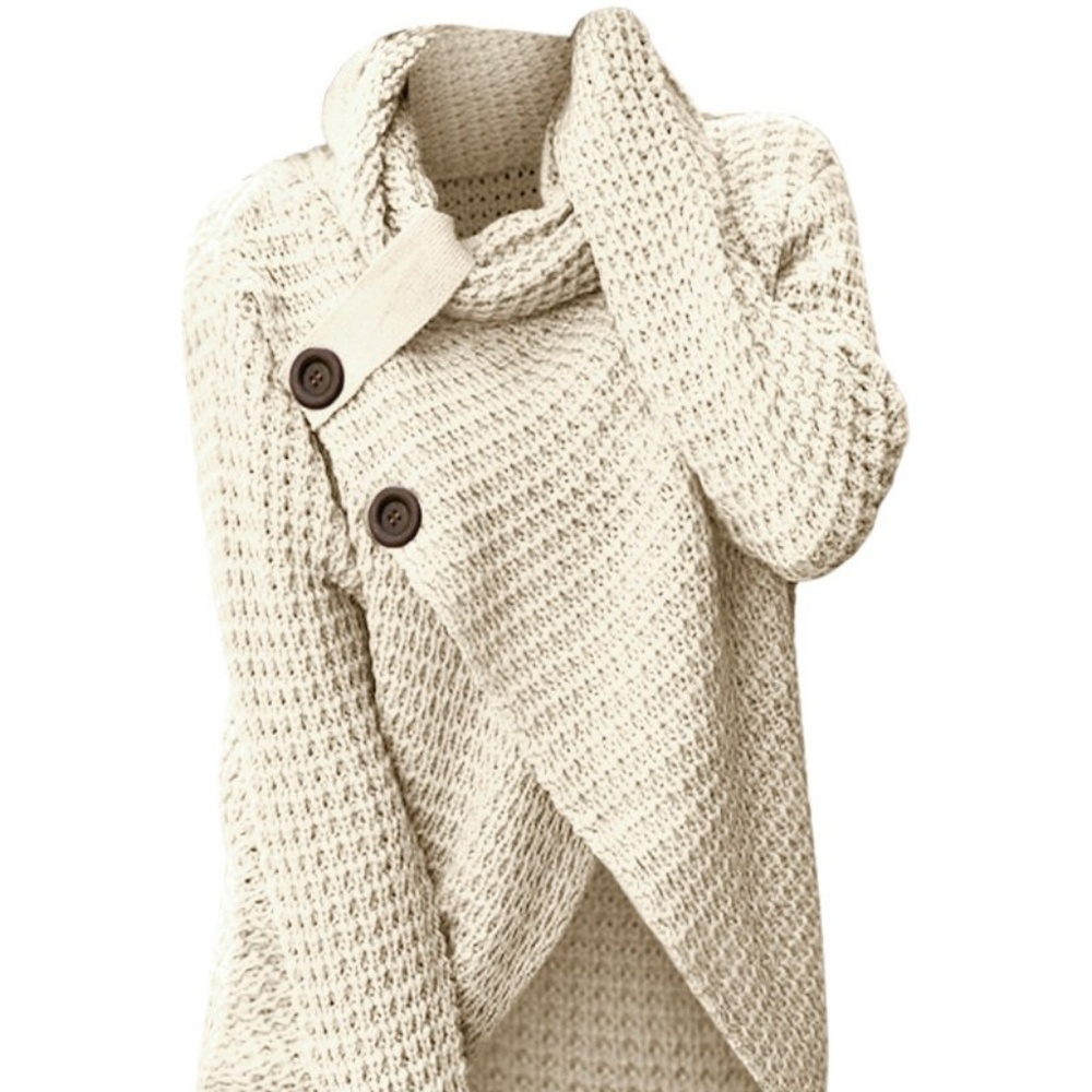 Plus Size Cowl Neck Asymmetric Chunky Sweater